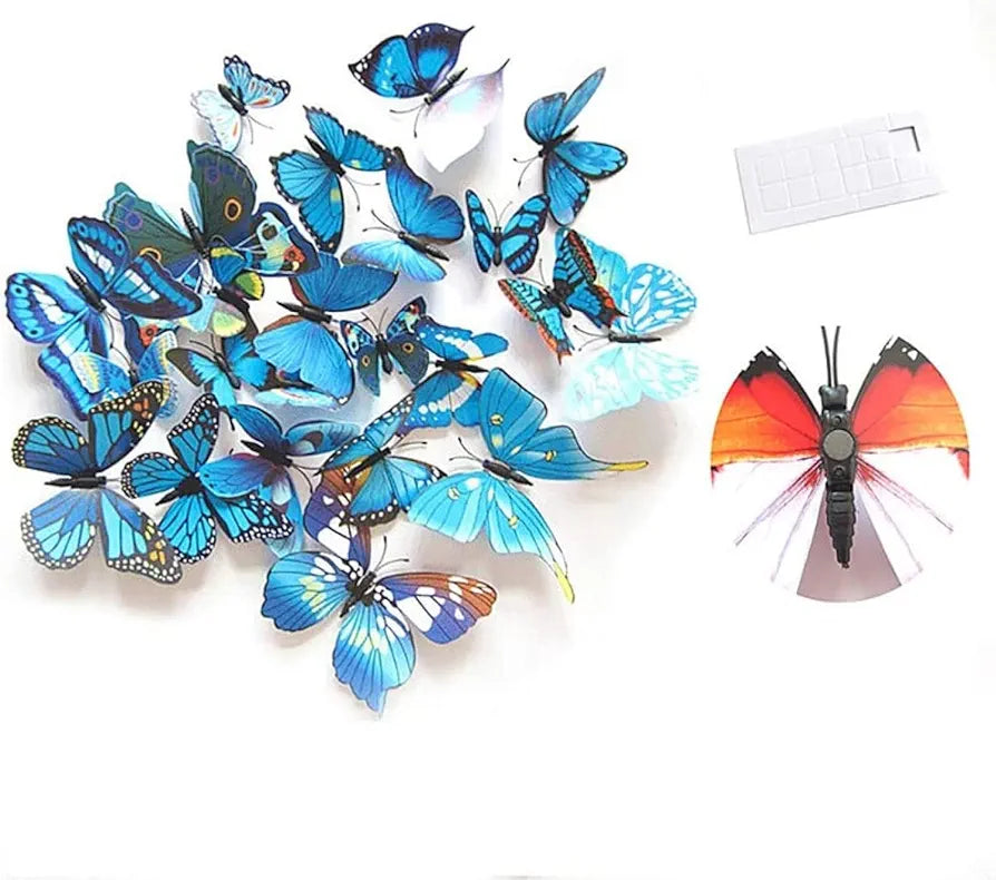 Jaamso Royals 3d Butterfly Stickers for Wall Decoration Items12 Piece Pack of 1 Blue