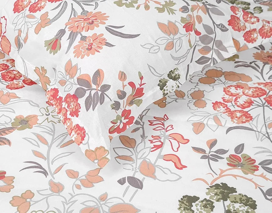 Divine Casa 144 TC 100% Cotton Bedsheet for Double Bed with 2 Pillow Cover Colour Coral Pink