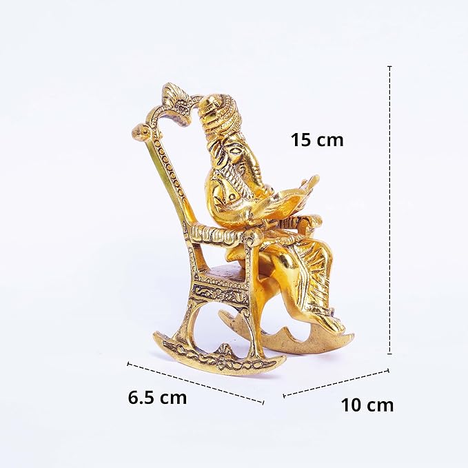 KridayKraft Metal Chair Ganesh ganpati Idol with Reading Ramayan Home Decoration