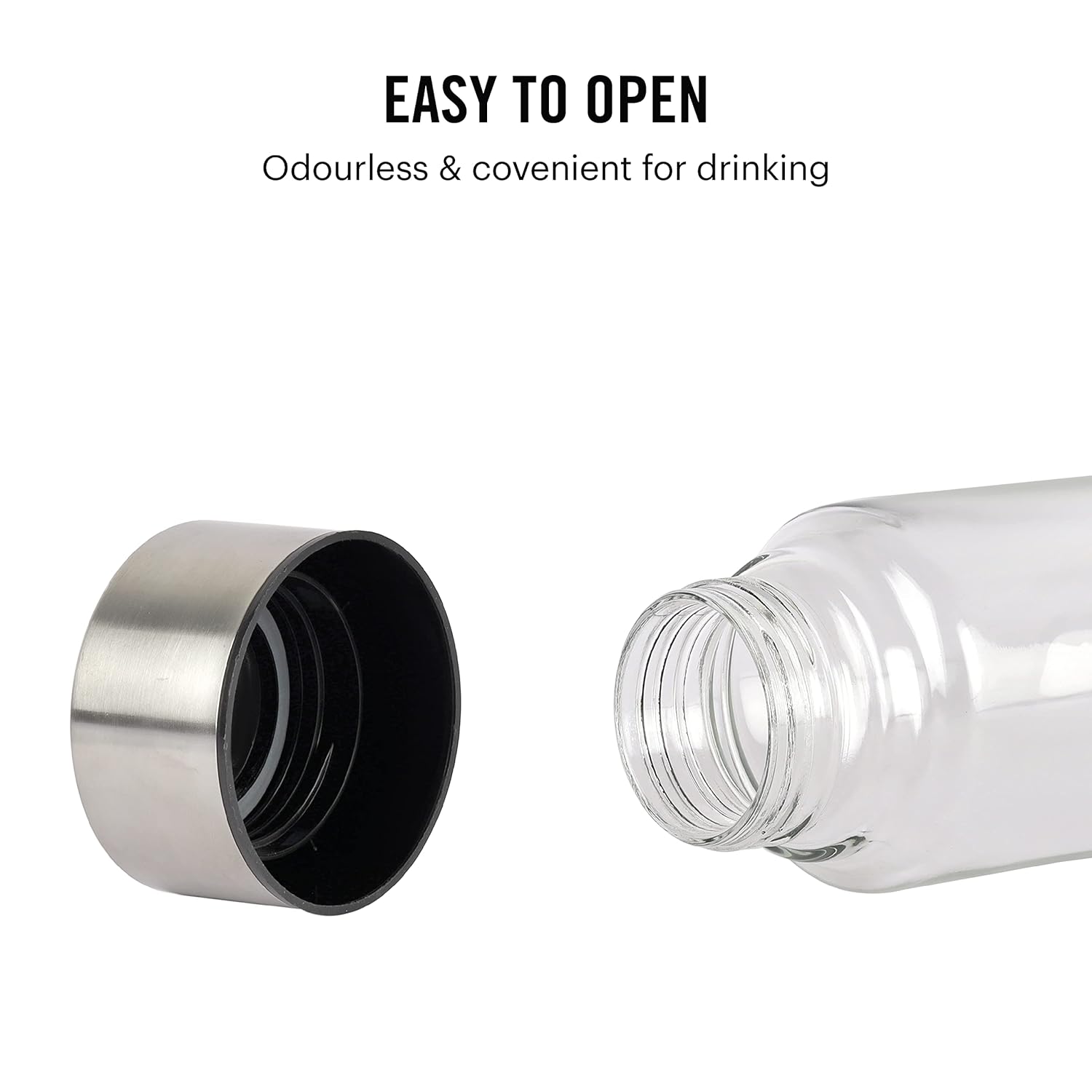 Cello H2o Steelox Glass Water Bottle | 920 Ml | Set of 3 | Silver