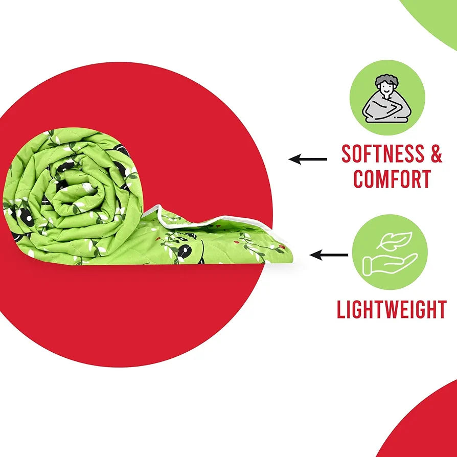 Divine Casa 120 GSM Cotton Single Bed Comforter Soft & Lightweight Reversible All-Season Blanket Colour Paradise Green