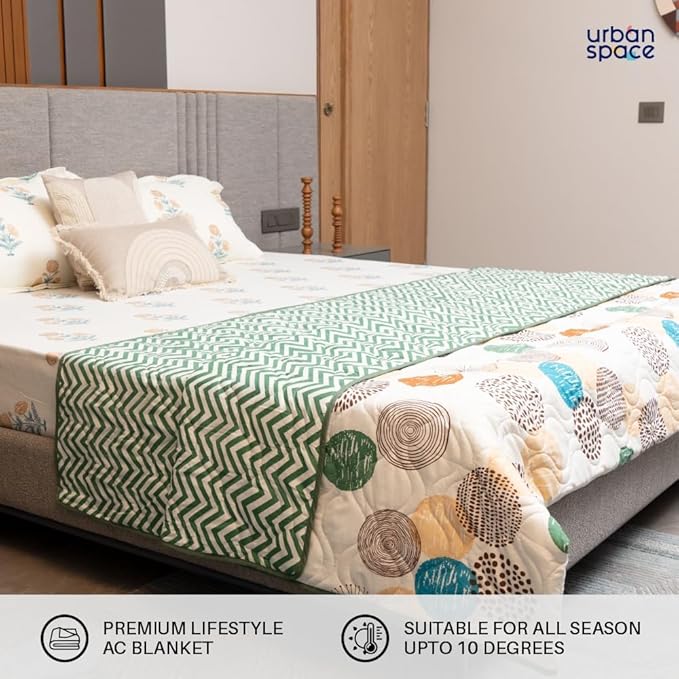 Urban Space Super Soft Brushed Microfiber Cotton Dohar Double Bed, Printed AC Blanket Colour Turkey Brown