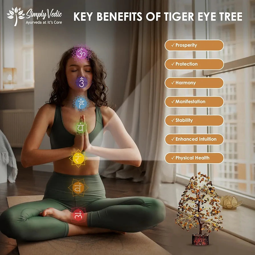 Simply Vedic Chakra Tiger Eye Crystal Tree