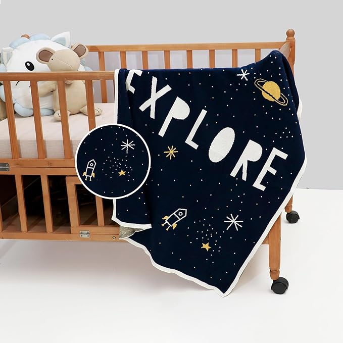 Haus and Kinder Cotton Knitted Blanket for New Born Baby Colour Explore