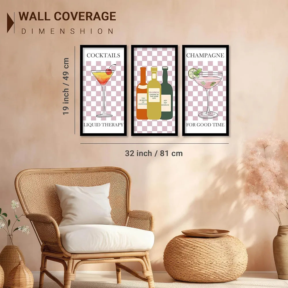 Kotart - Framed Posters for Cafe/Restaurant Cocktails  Set of 3