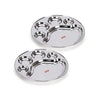 Sumeet Stainless Steel Round 5 in 1 Compartment Lunch Small Plates Set of 2Pcs 31cm Silver