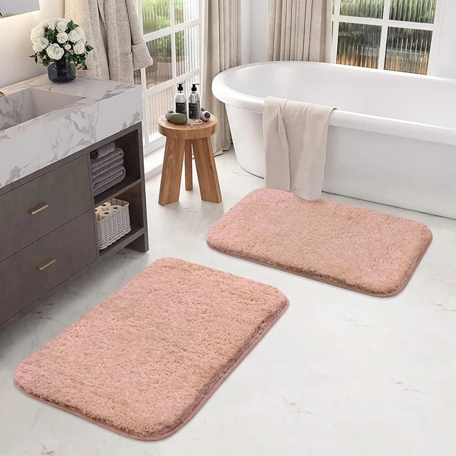 Luxe Home International Rectangular Bath Mat Super Soft Ultra Absorbent Mat Colour Peach (Pack of 2)