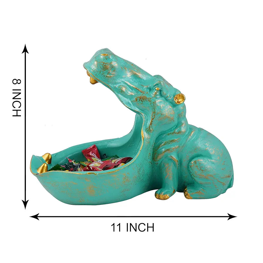 Zart Angry Hippopotamus Mouth Open Face Sculpture Polyresin Showpiece