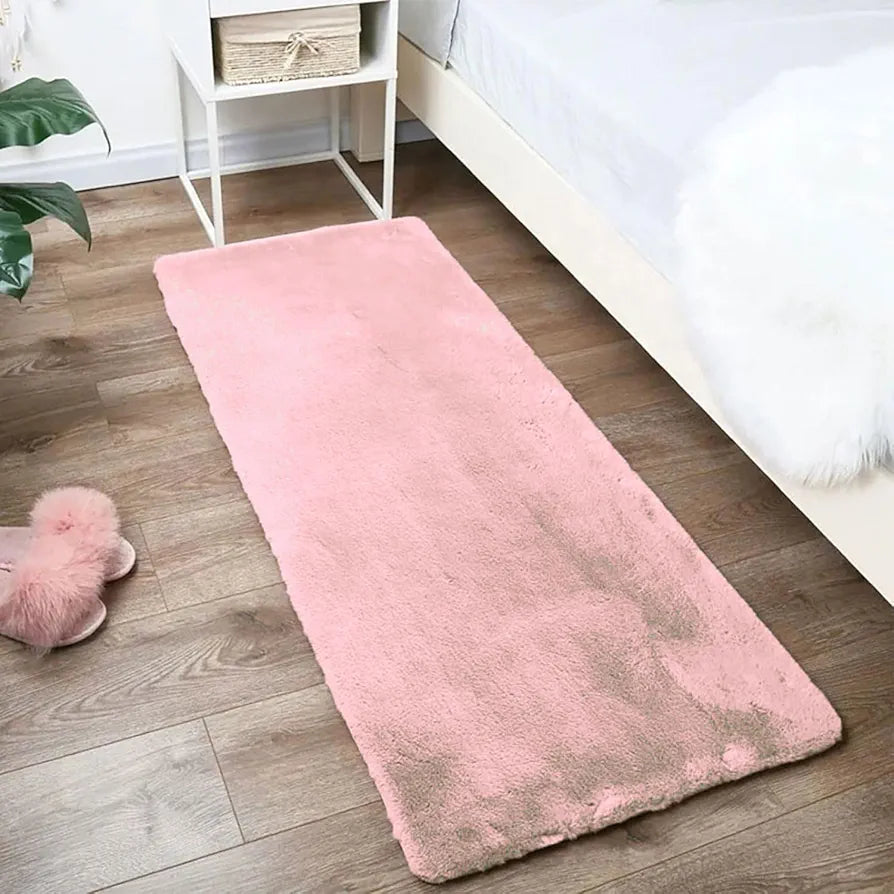 Luxe Home International Runner Super Soft Anti Skid Rabbit Fur Bathroom Mats 2 X 5 Ft  Colour Peach
