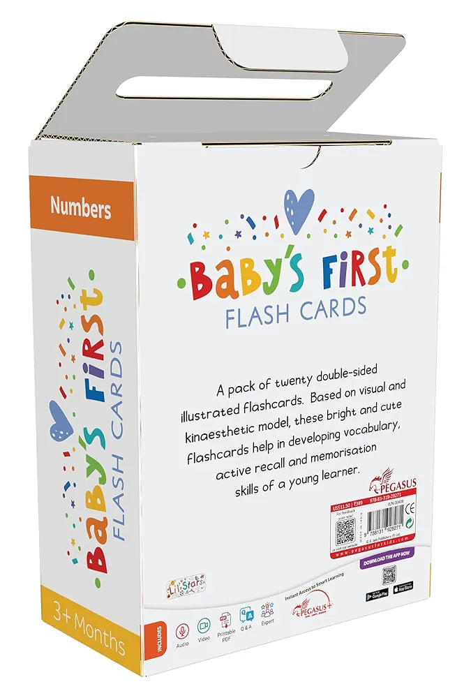 Popcorn Games Numbers Baby's First Board Flash Card Learning Educational Toy for New Born Baby Kids Ages 3 Month+ Best Birthday Gift Early Learning - 20 Cards