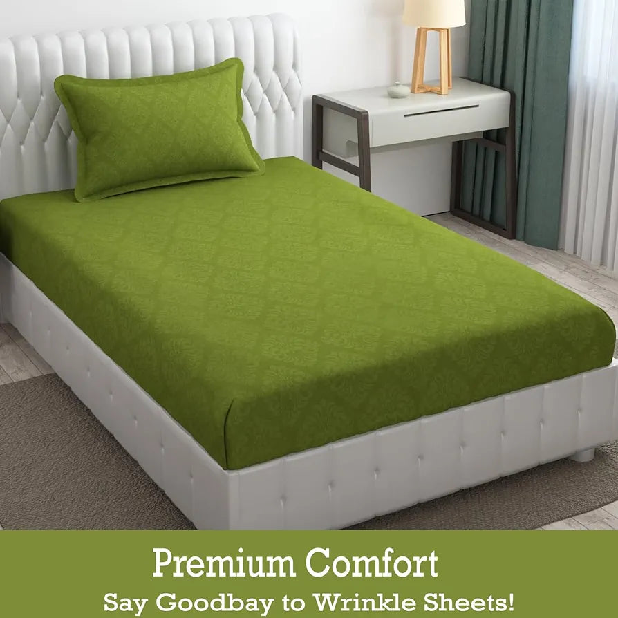 Fresh From Loom Single Bedsheet Microfiber Bedsheet Set Rotary Printed Hypoallergenic Wrinkle Free with 1 Pillow Covers Corn Green Damas
