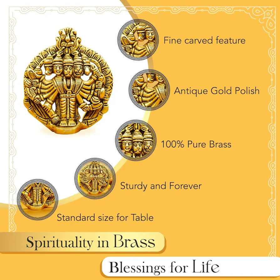 Ekhasa Pure Brass Panchmukhi Hanuman