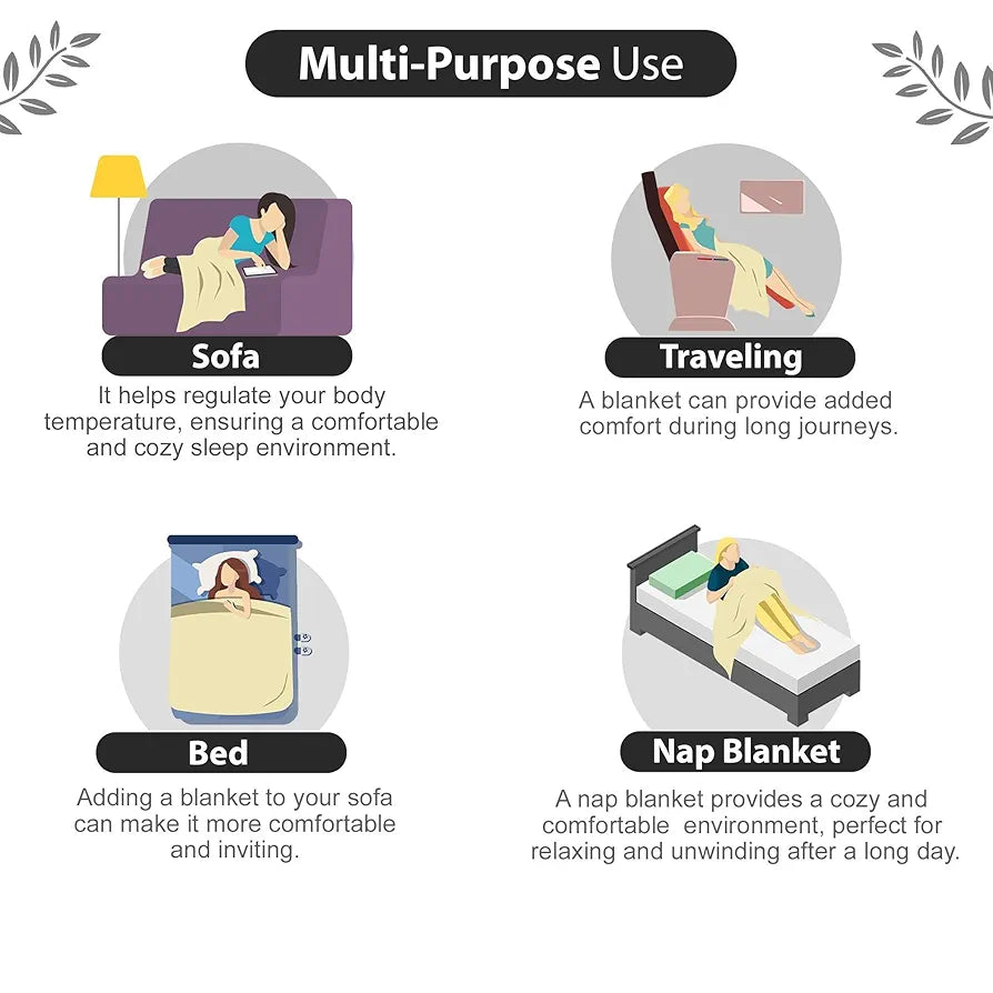 Divine Casa 120 GSM Microfiber Single Kids Dohar Soft & Lightweight Throw Blanket Moroccan Pattern Colour Caviar