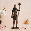 Ecraftindia Polyresin Bronze Finish Standing Lord Shiva Statue With Trishul and Damru | Hindu God Idol for Puja Room