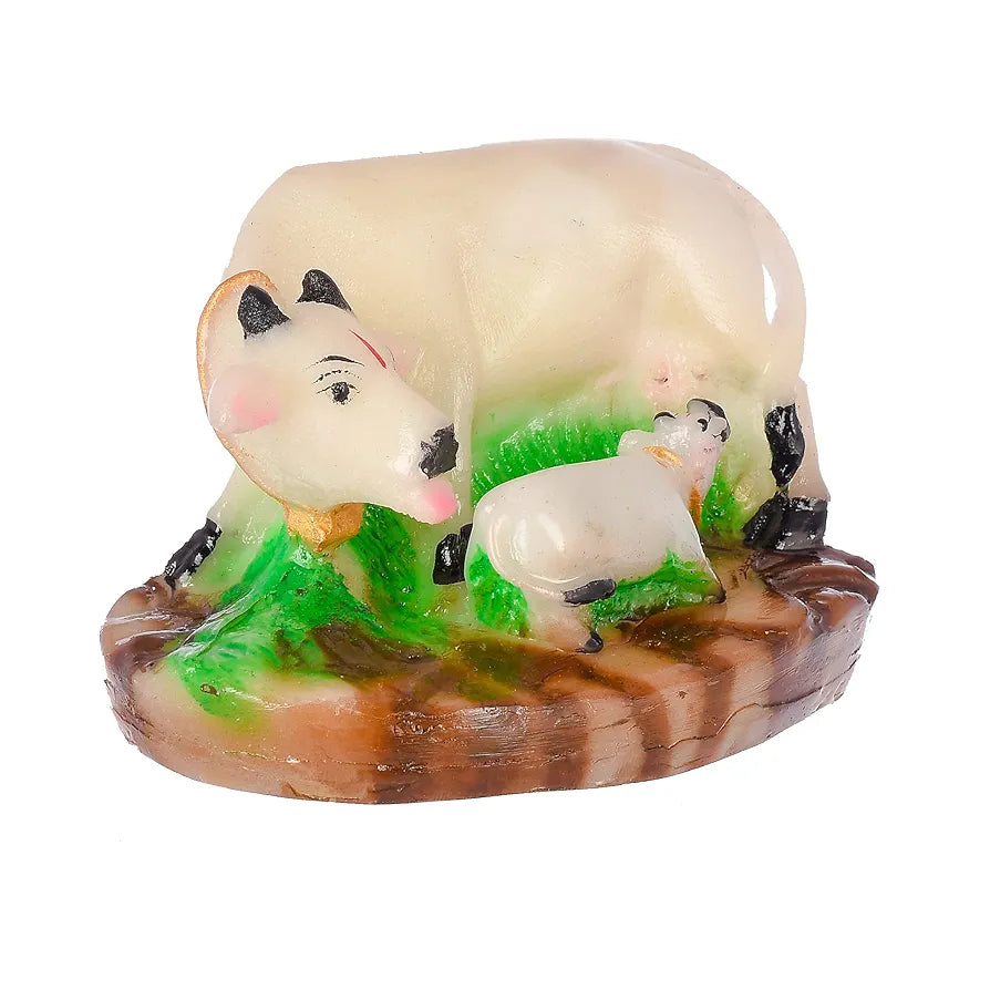 Jaipur Ace Decorative Polystone Cow and Calf Big Statue/idol 8 Inch COW-MILK-03