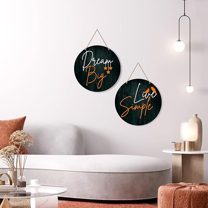 Artvibes Dream Big Live Simple Quote Wall Hanger for Home | Set of 2