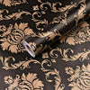 Jaamso Royals Black Color With Golden Damask Hall Wallpaper for Walls