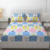 Fresh From Loom Double Bedsheet King Size Rotary Printed Wrinkle Free with 2 Pillow Covers 144 TC Aqua Pink