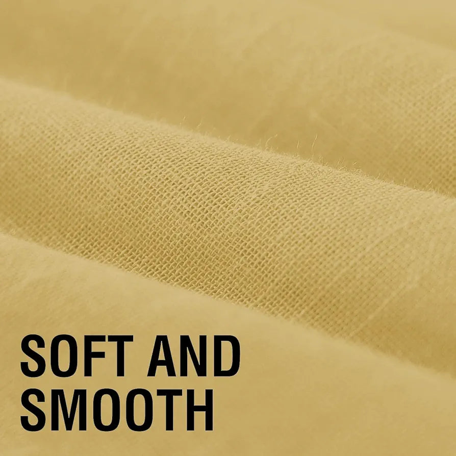 Cloth Fusion Plain Cotton Feel Sheer Door Curtains 7 Feet Long Set of 2 Semi-Transparent Lemon