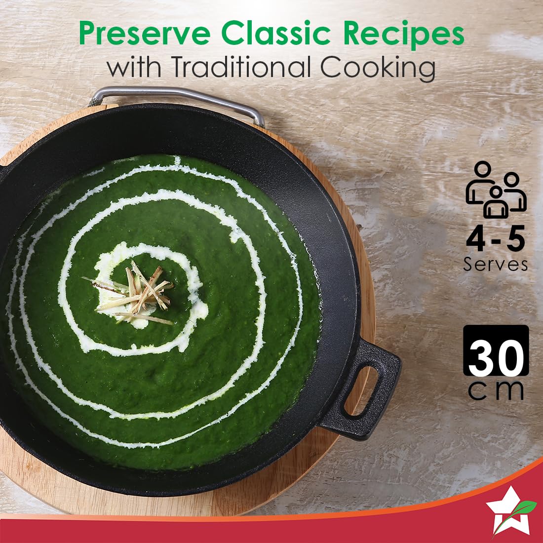 Wonderchef Forza Pre-Seasoned Cast-Iron Kadhai
