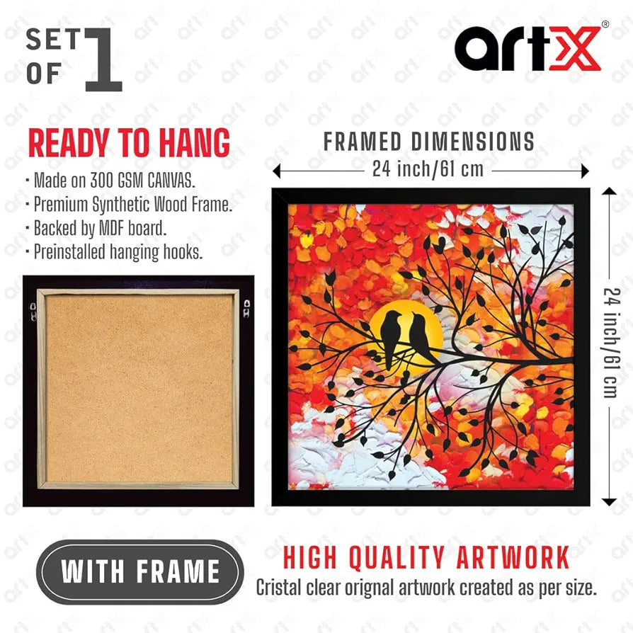 ArtX Bird Abstract Big Canvas Painting For Bedroom With Frame