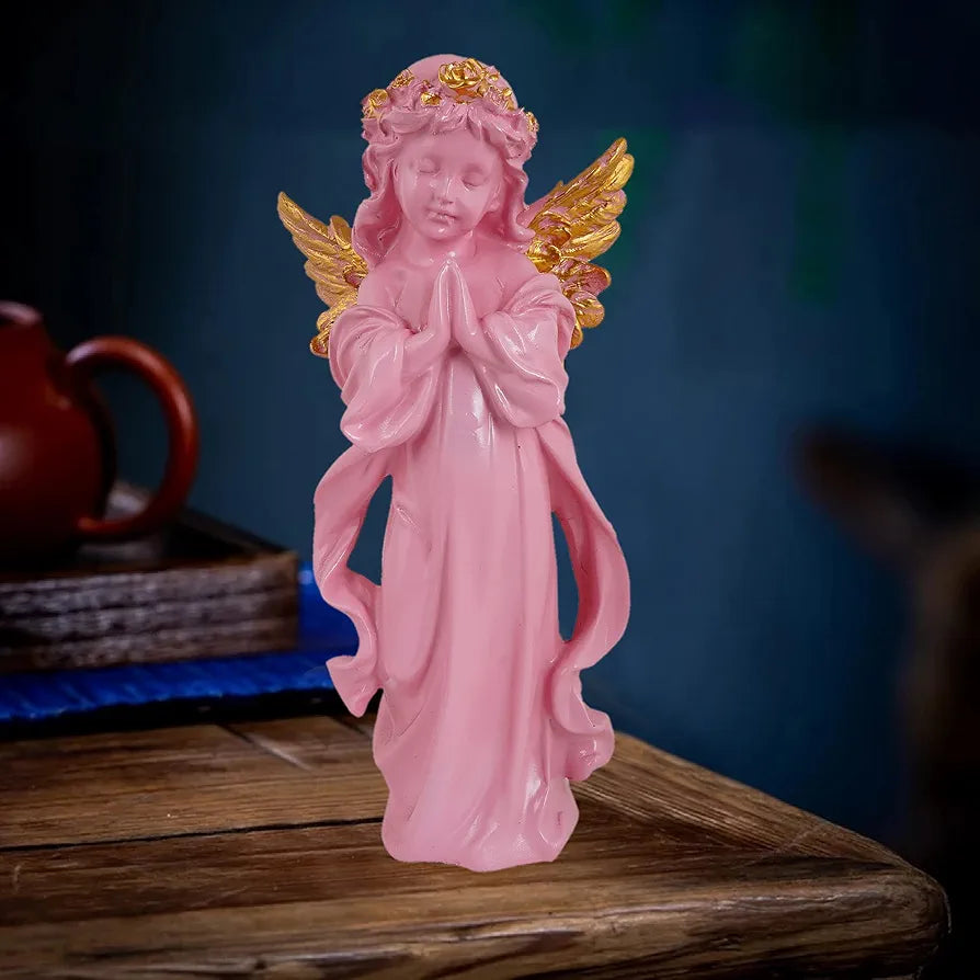 Zart Praying Angel Girl Golden Wings Showpiece for Home Decor Showpiece