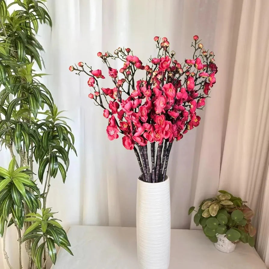3 Sticks Artificial Blossom Flower Bouquet Sticks Dark Pink