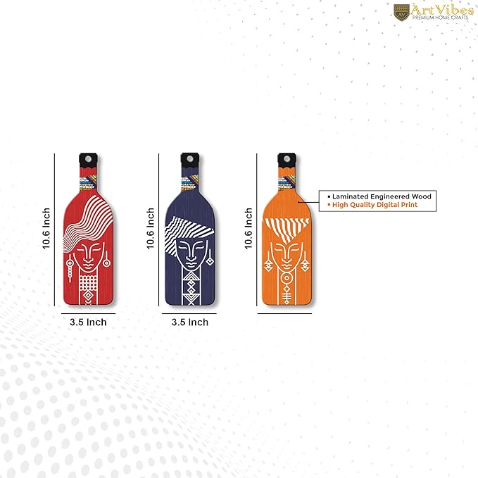 Artvibes Tribal Warli Art Wooden Wall Hanging for Home Decor | Set of 3