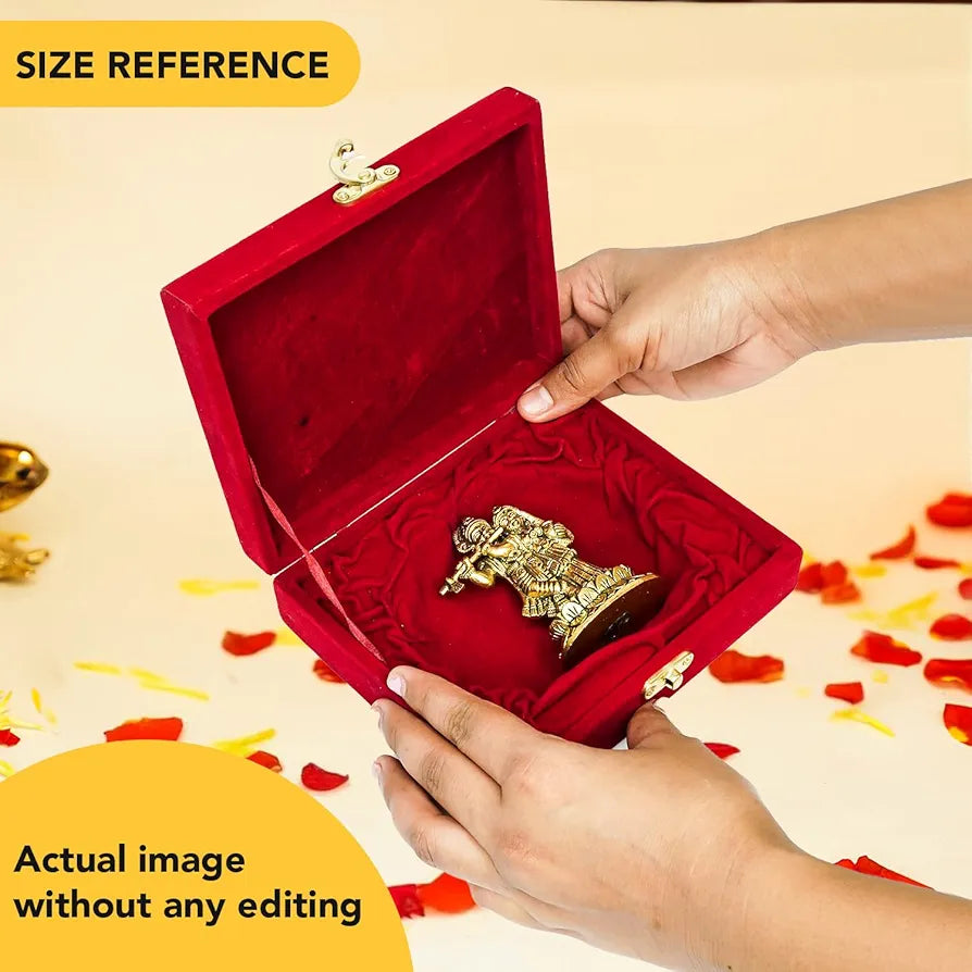 Ekhasa Pure Brass Radha Krishna Murti In Luxury Red Velvet Gift Box God Idols