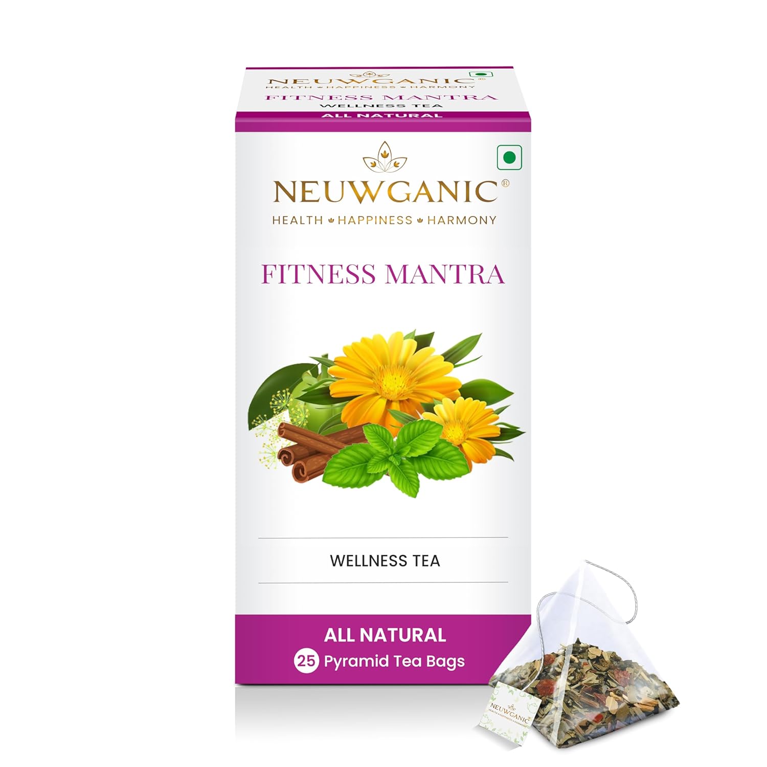 Neuwganic - Fitness Mantra Wellness Tea Bags - 50 Grams - 25 Pyramid Tea Bags