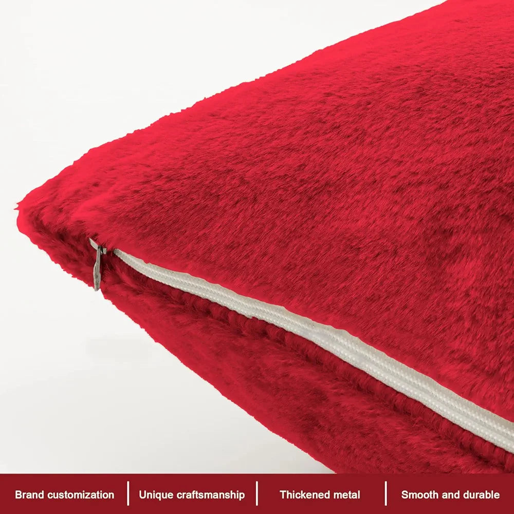 Luxe Home Cushion Cover Duble Side Rabbit Fur Plain Design Covers Set of 2 for Sofa Colour Maroon