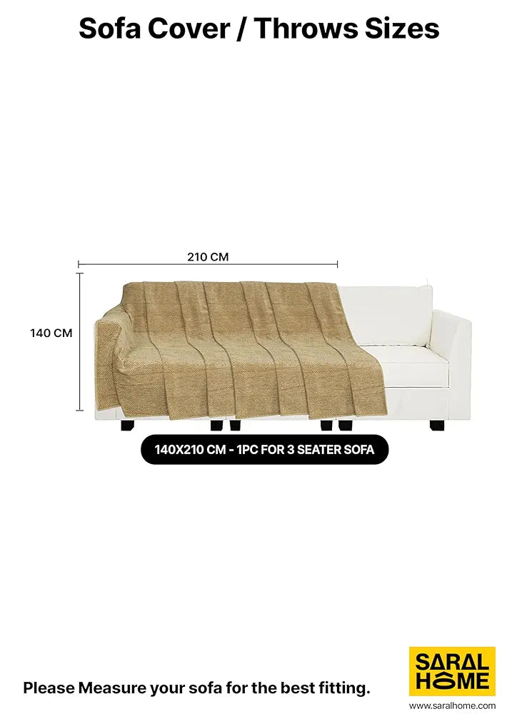 Saral Home Easy Living Chenille 3 Seater Sofa Cover Throw Brown