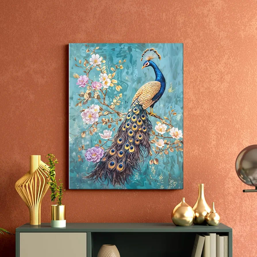 ArtX Canvas Peacock Painting For Wall Vastu Abstract
