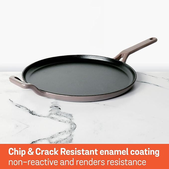 Meyer Enamel Cast Iron Dosa Tawa | Iron Tawa |Dosa Pan Cookware for Kitchen 28cm Grey