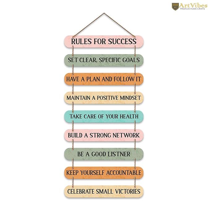 Artvibes Rules for Success Quotes Mdf Wooden Wall Hanging for Home Livingroom Art Item | Home Decor Items