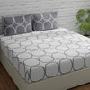 Huesland by Ahmedabad Cotton 144 TC Bedsheet for King Size Bed with 2 Pillow Covers | White & Grey