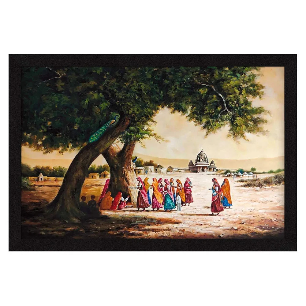 ArtX Paper Indian Village Framed Wall Art Painting AXI00314-VIL