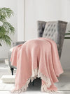 Sashaa World Cotton Soft Throw Blanket Colour Peach/White