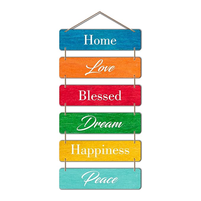 Artvibes Decorative Wall Hanging Wooden Art Decoration Item for Living Room | Quotes Decor Painting | Set of 6