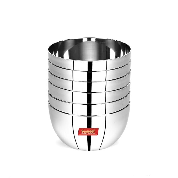 Sumeet Heavy Gauge Stainless Steel Apple Bow Set of 6pc 220 ml Each