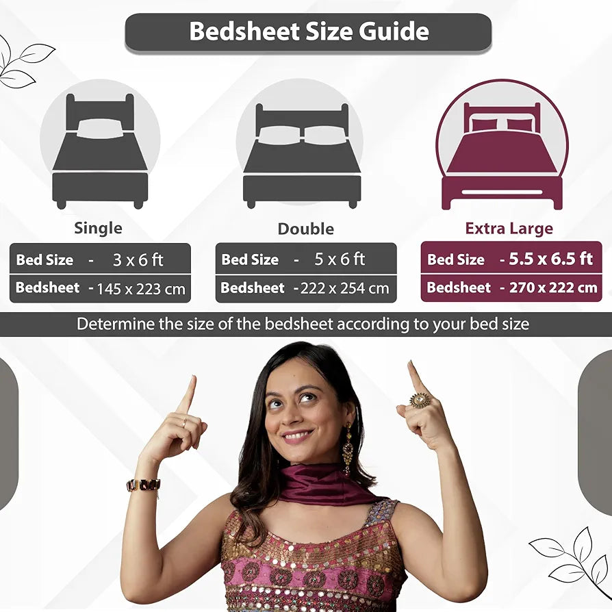 Divine Casa 144 TC 100% Cotton Bedsheet King Size Bed King Size Bedsheet with 2 Pillow Covers Colour Olive Navy