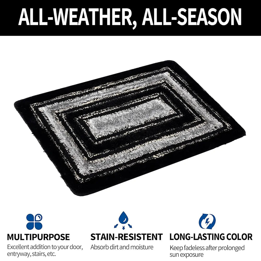 Kuber Industries Door Mat Square Shape Fur Doormat Microfiber Gray & Black