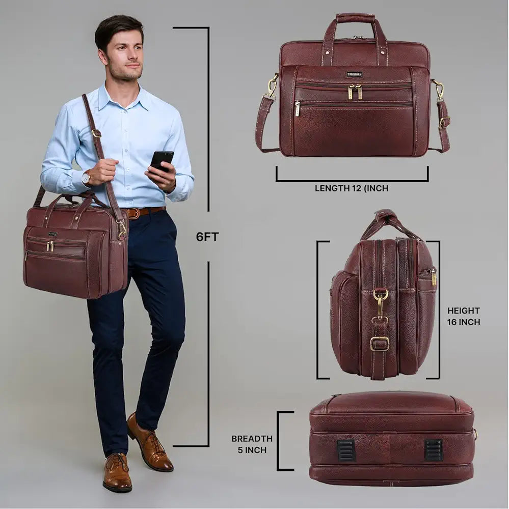 WildHorn Leather 15.5 inch Laptop Messenger Bag for Men