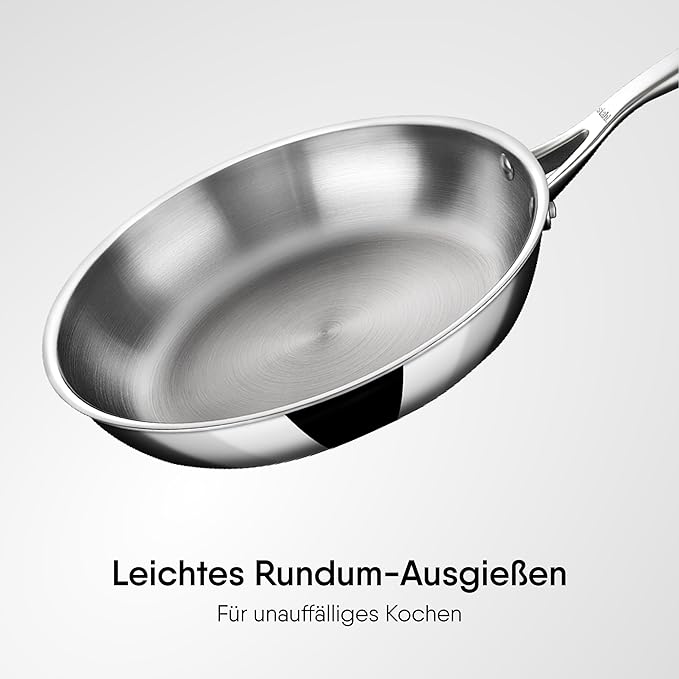 Stahl Artisan Triply Stainless Steel Fry Pan With Lid | Induction & Gas Stove Compatible Frying Pan | 1.1 L | 20 Cm