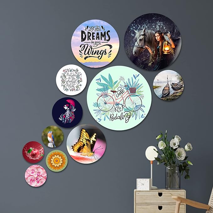 Artvibes Designer Mdf Wooden Wall Hanging for Home| Set of 11 | Multicolour | Nature
