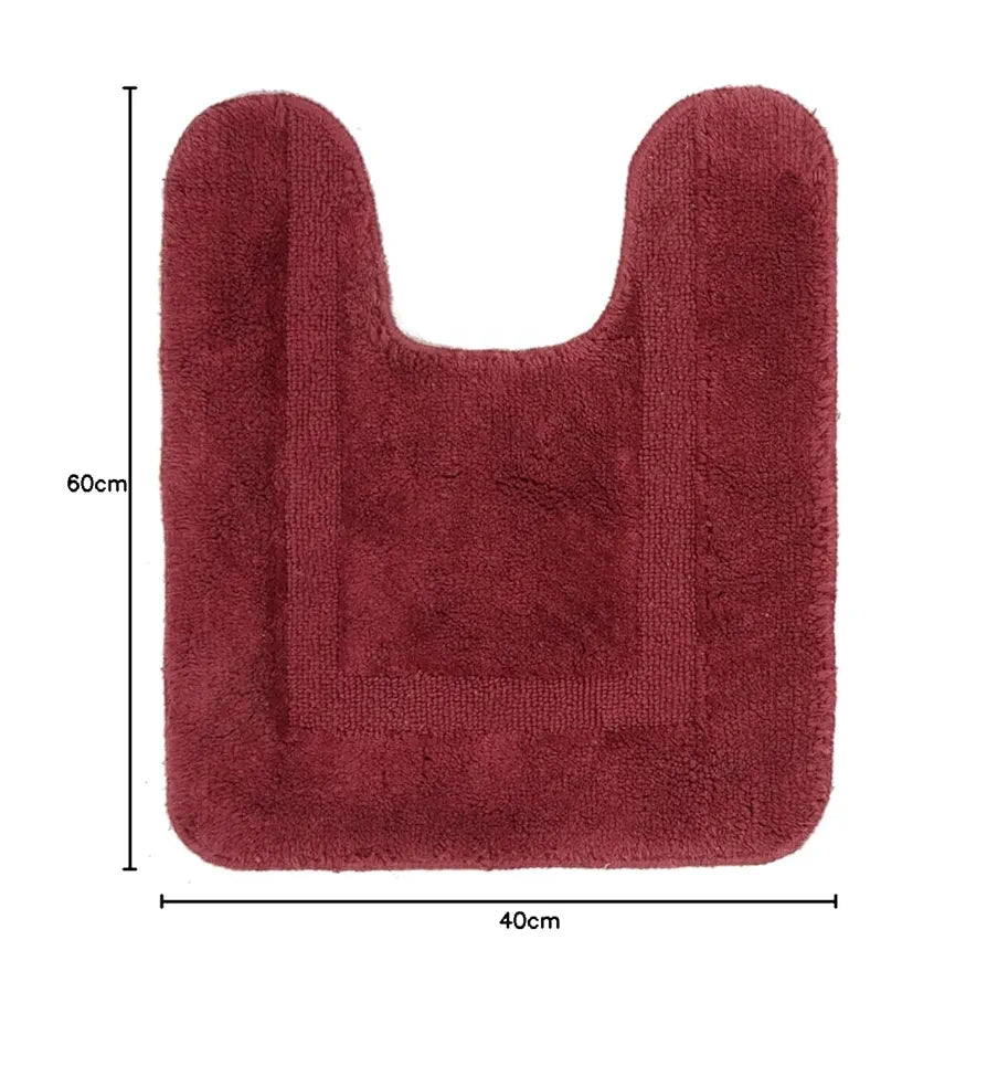 Saral Home Cotton Anti Slip Bathmat Set with Contour Colour Maroon (Pack of 2)
