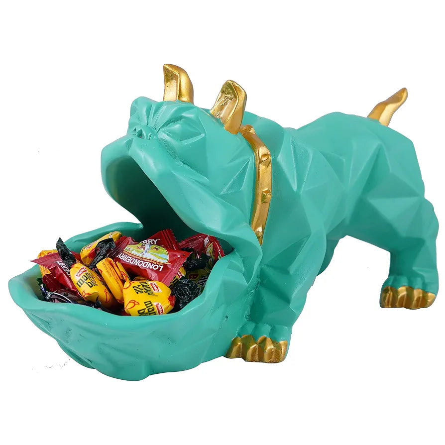 Zart Resin Bulldog Design Storage Holder Bulldog Aquamarine Green