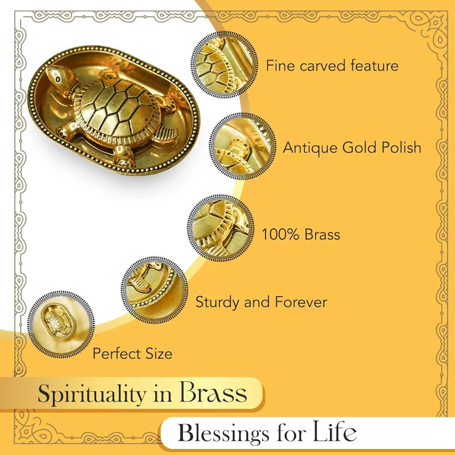 Ekhasa Pure Brass Tortoise Vastu with Brass Plate EKIDBR-02TOP2-GL