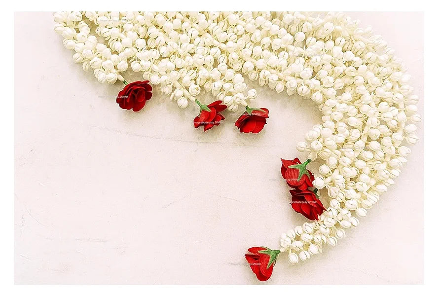 Artificial Jasmine Buds  & Rose Strings Garlands Red