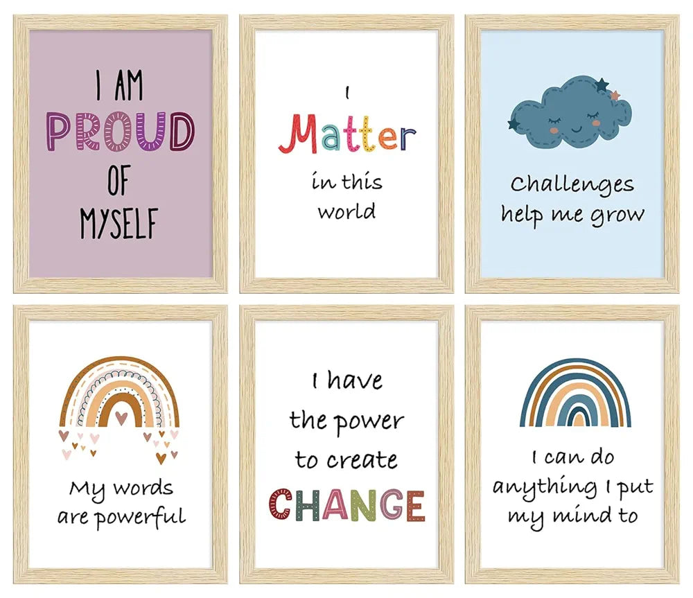 ArtX Paper Motivational-06 Quotes Wall Paintings for Kids Room Animal Frames Set of 6
